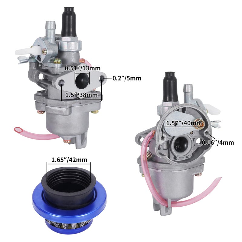 MTATCN 42mm Air Filter 13mm Carburetor PZ13 Carb Throttle Cable for 2 Stroke 43cc 47cc 49cc Mini ATV Quad Dirt Pocket Bike - Image 2